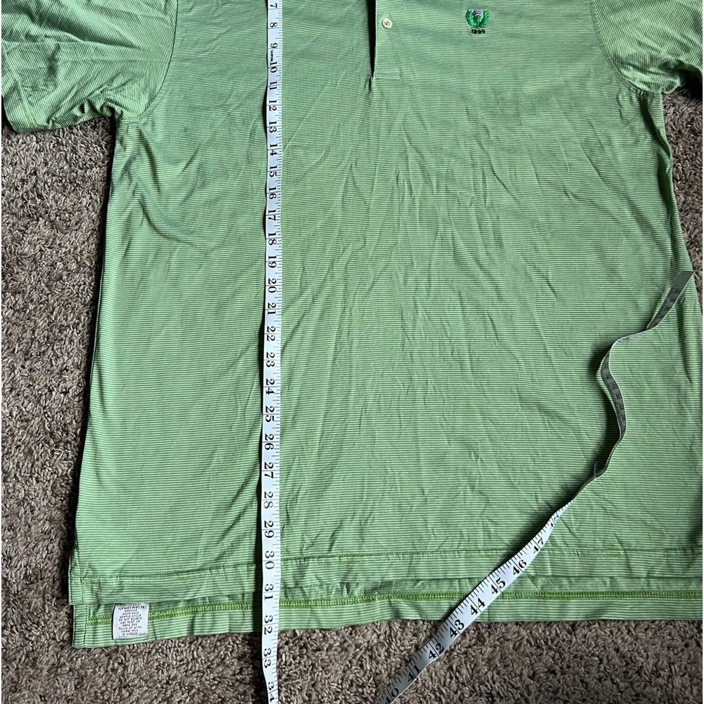Vintage Peter Millar Golf Polo Shirt Large Green Stripes Garden City Golf Club - Picture 6 of 6